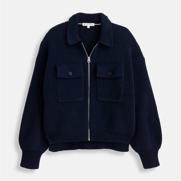 Alex Mill Wallace Sweater Bomber Jacket in Navy PLEASE READ - Picture 1 of 11